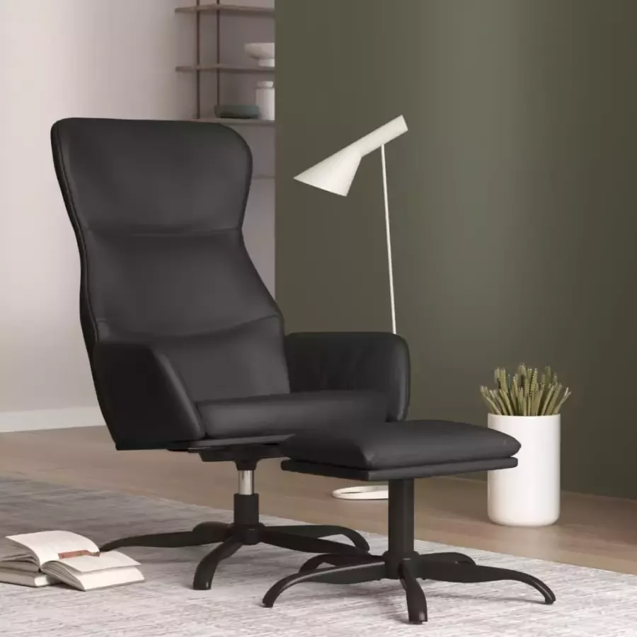 VidaXL Relaxstoel met voetenbank kunstleer zwart - Foto 1