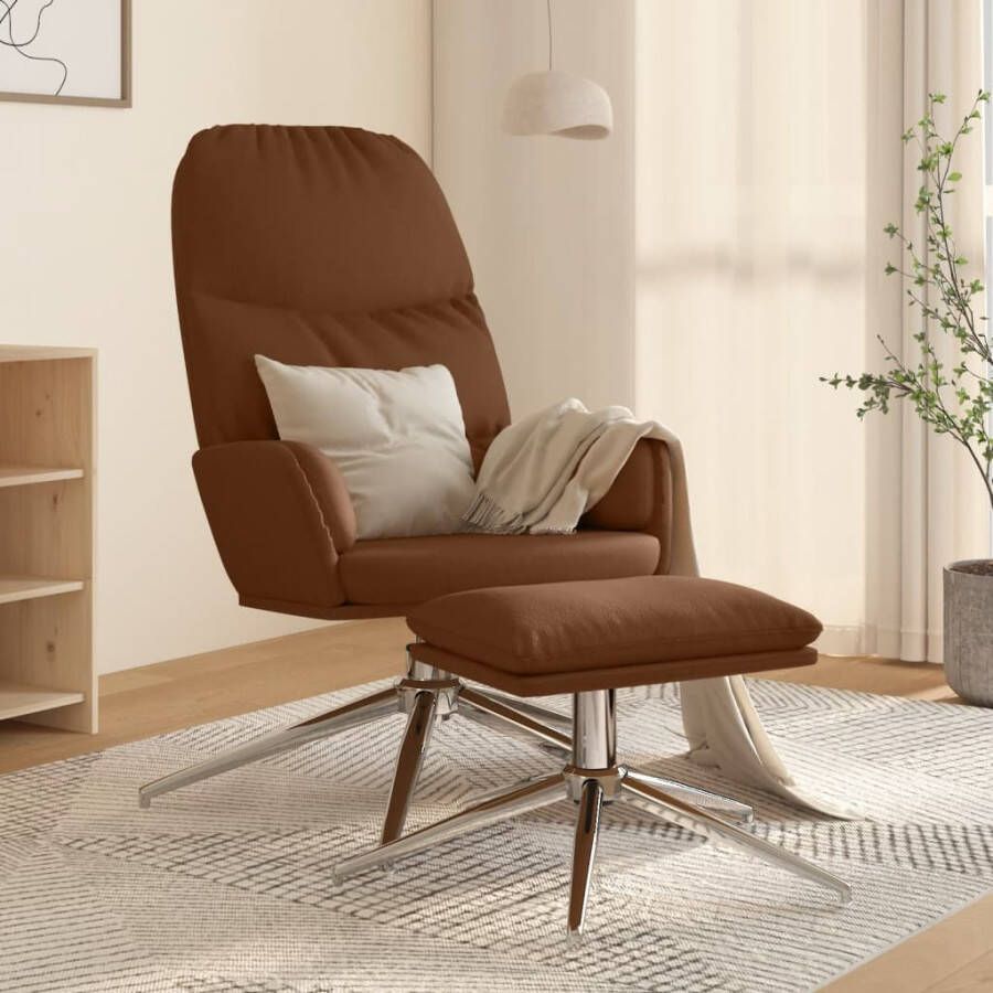 VIDAXL Relaxstoel met voetenbank kunstsuède bruin - Foto 1