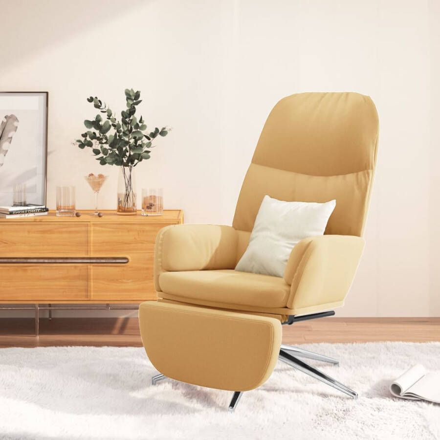 VIDAXL Relaxstoel met voetenbank kunstsuède crèmewit - Foto 3