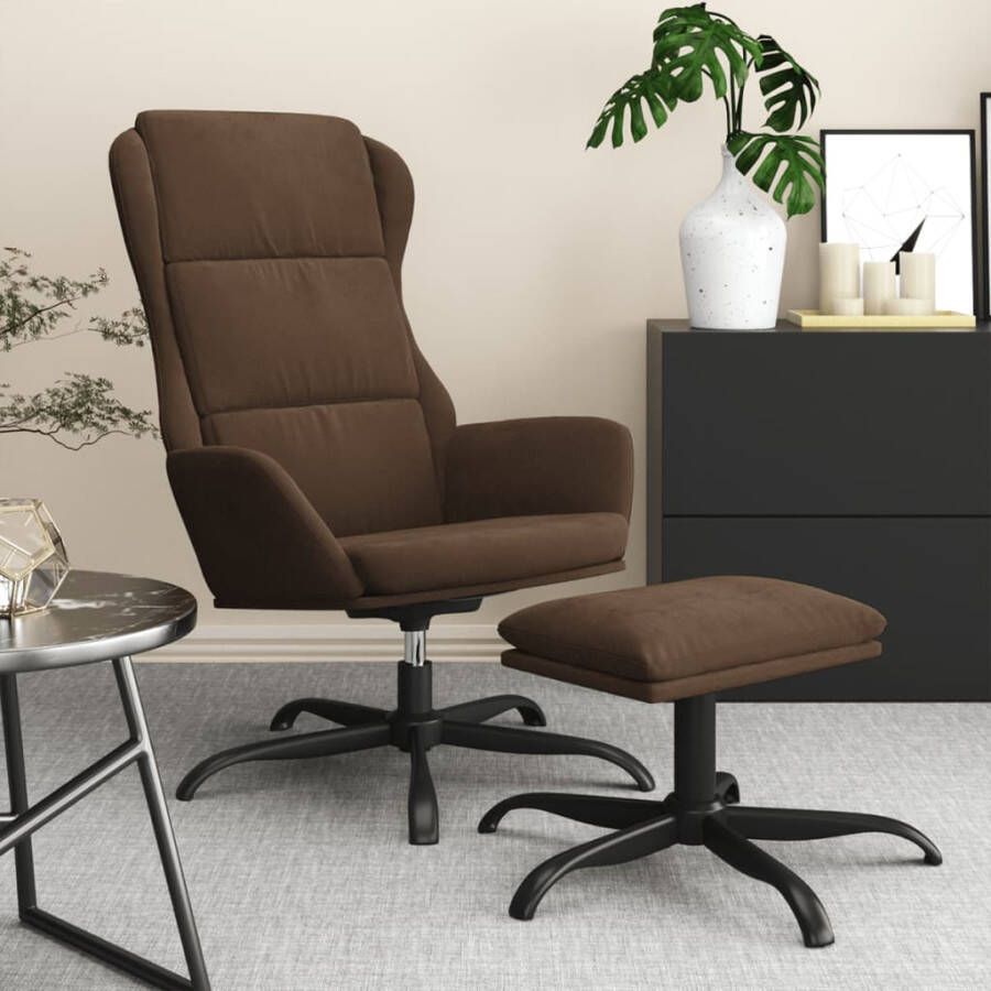 VidaXL Relaxstoel met voetenbank microvezelstof bruin