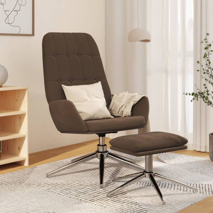 VidaXL Relaxstoel met voetenbank microvezelstof bruin - Foto 2