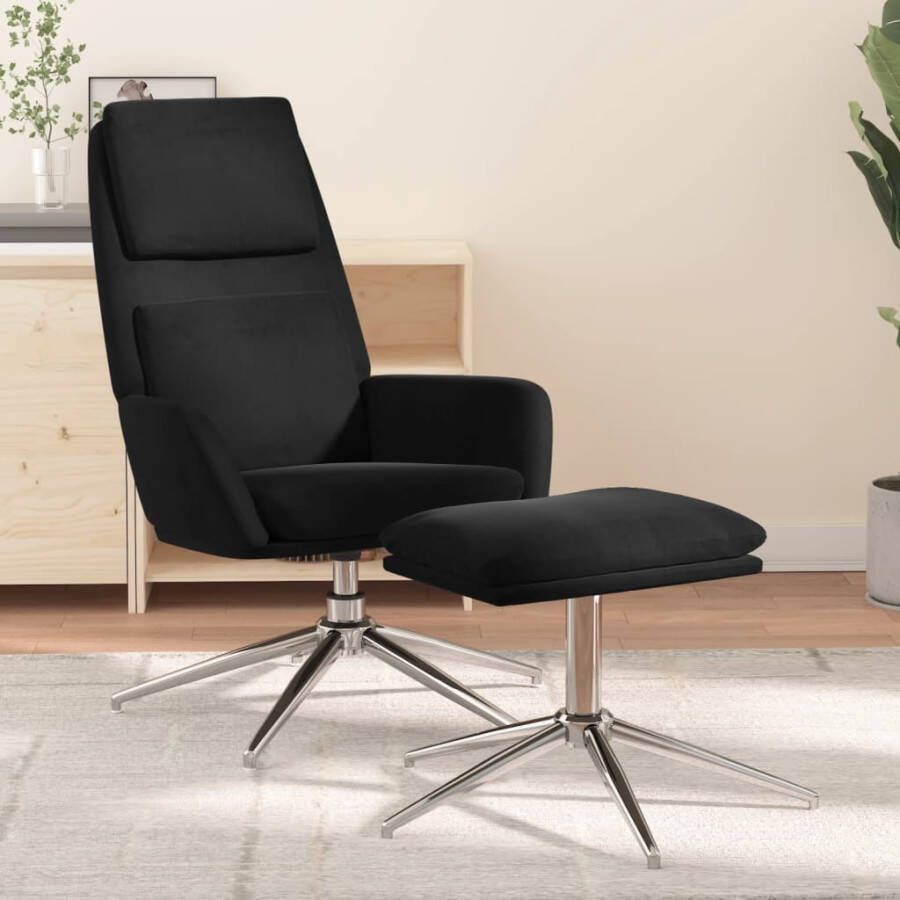 VidaXL Relaxstoel met voetenbank microvezelstof zwart