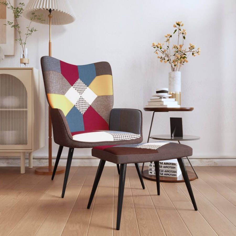 VIDAXL Relaxstoel met voetenbank patchwork stof - Foto 2