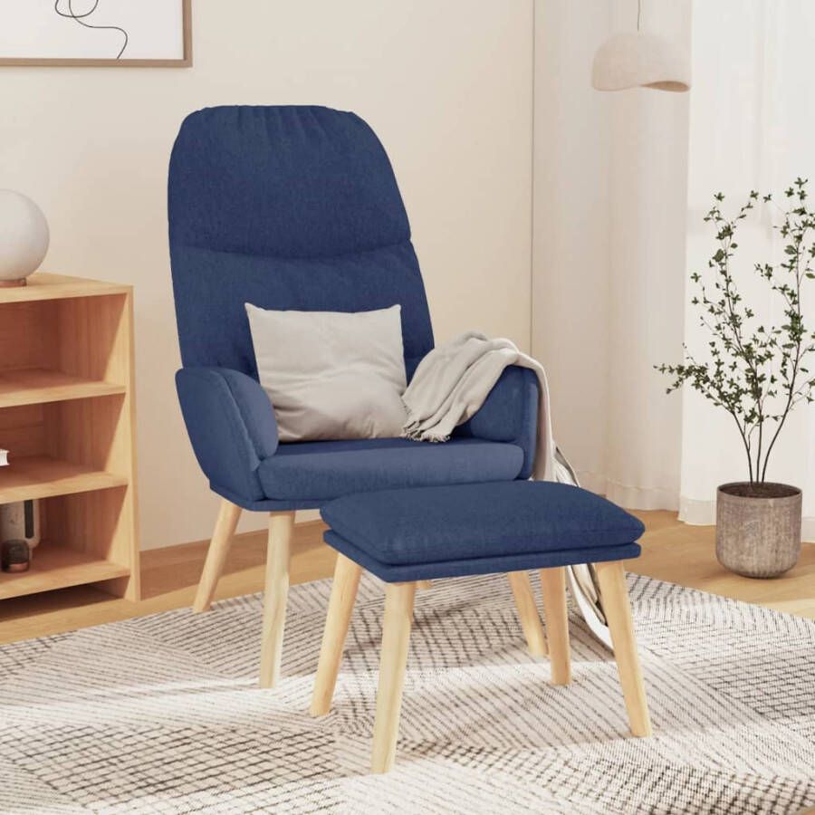 VIDAXL Relaxstoel met voetenbank stof blauw - Foto 1