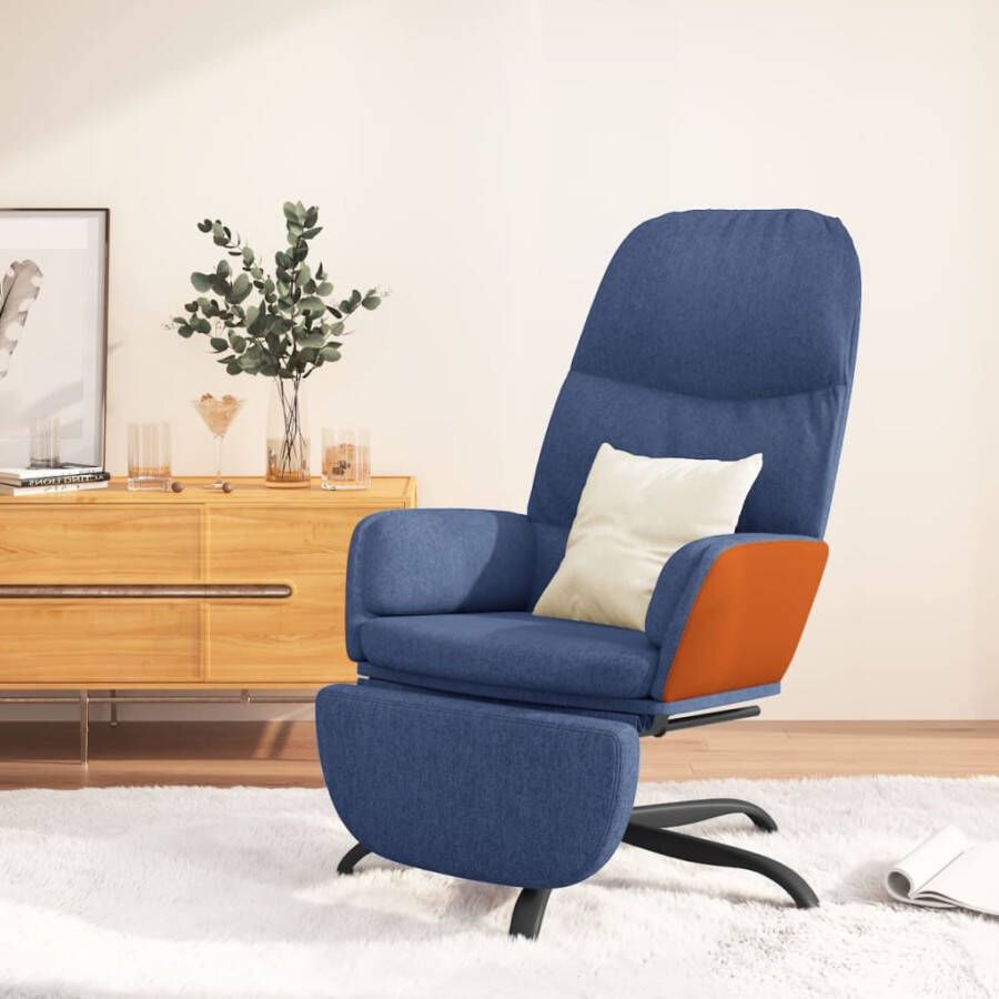 VIDAXL Relaxstoel met voetenbank stof blauw - Foto 1
