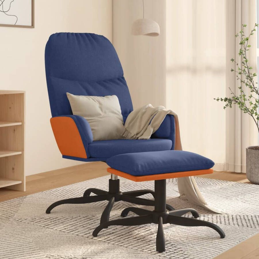 VIDAXL Relaxstoel met voetenbank stof blauw - Foto 1