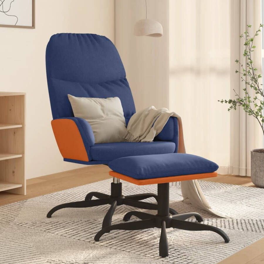 VidaXL Relaxstoel met voetenbank stof blauw