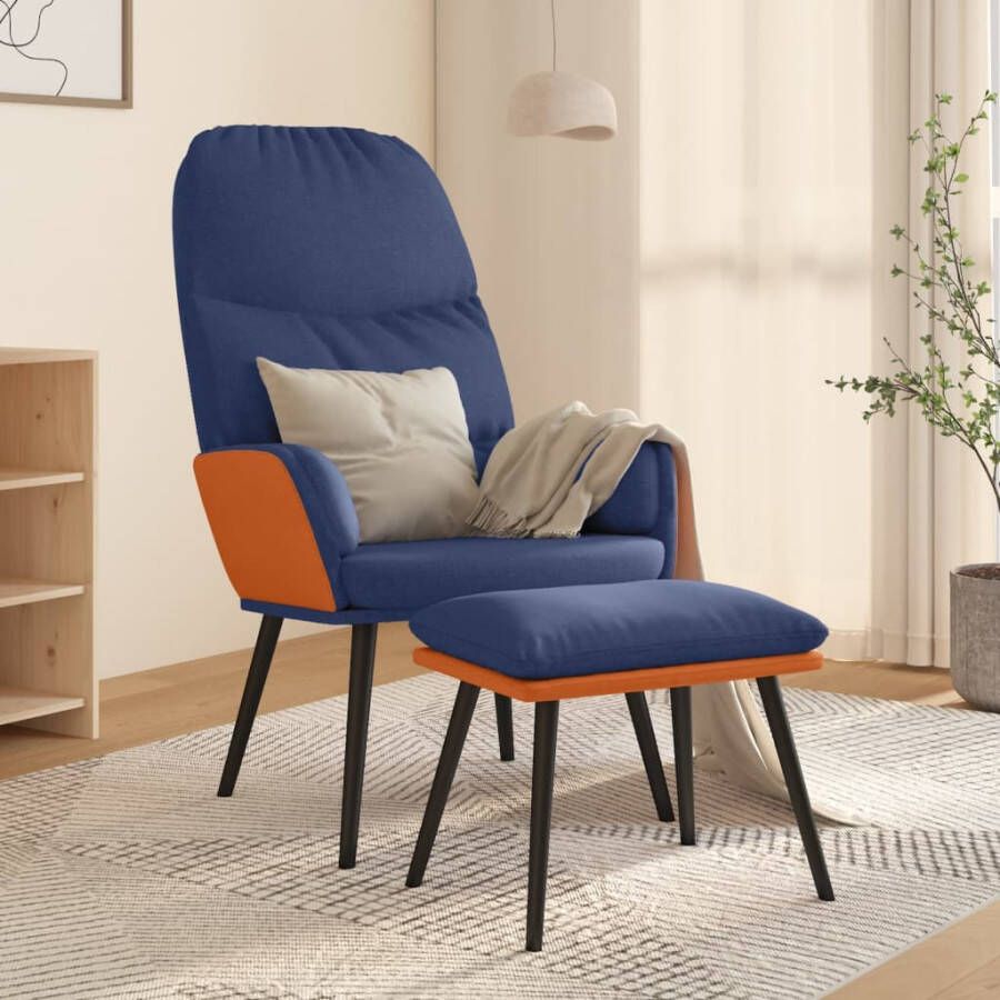 VidaXL Relaxstoel met voetenbank stof blauw