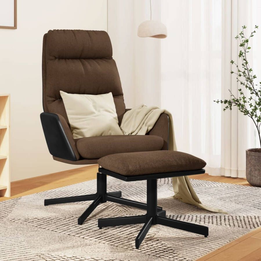 VIDAXL Relaxstoel met voetenbank stof bruin