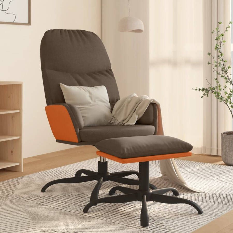 VidaXL Relaxstoel met voetenbank stof bruin - Foto 1