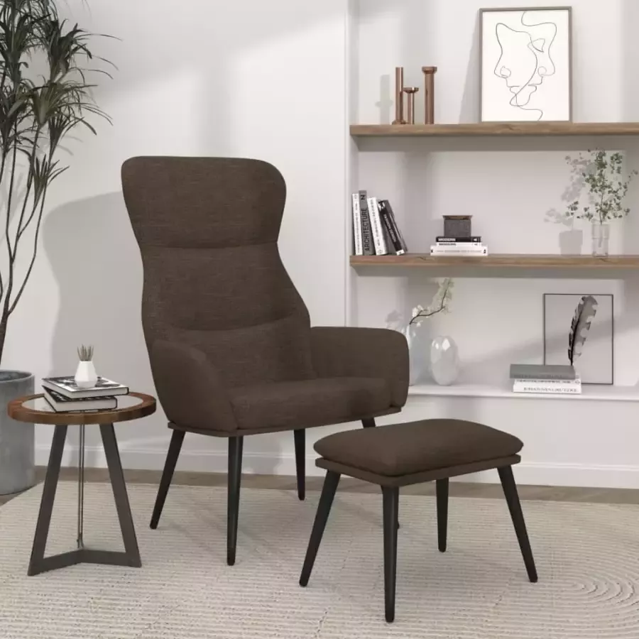 VIDAXL Relaxstoel met voetenbank stof bruin - Foto 1