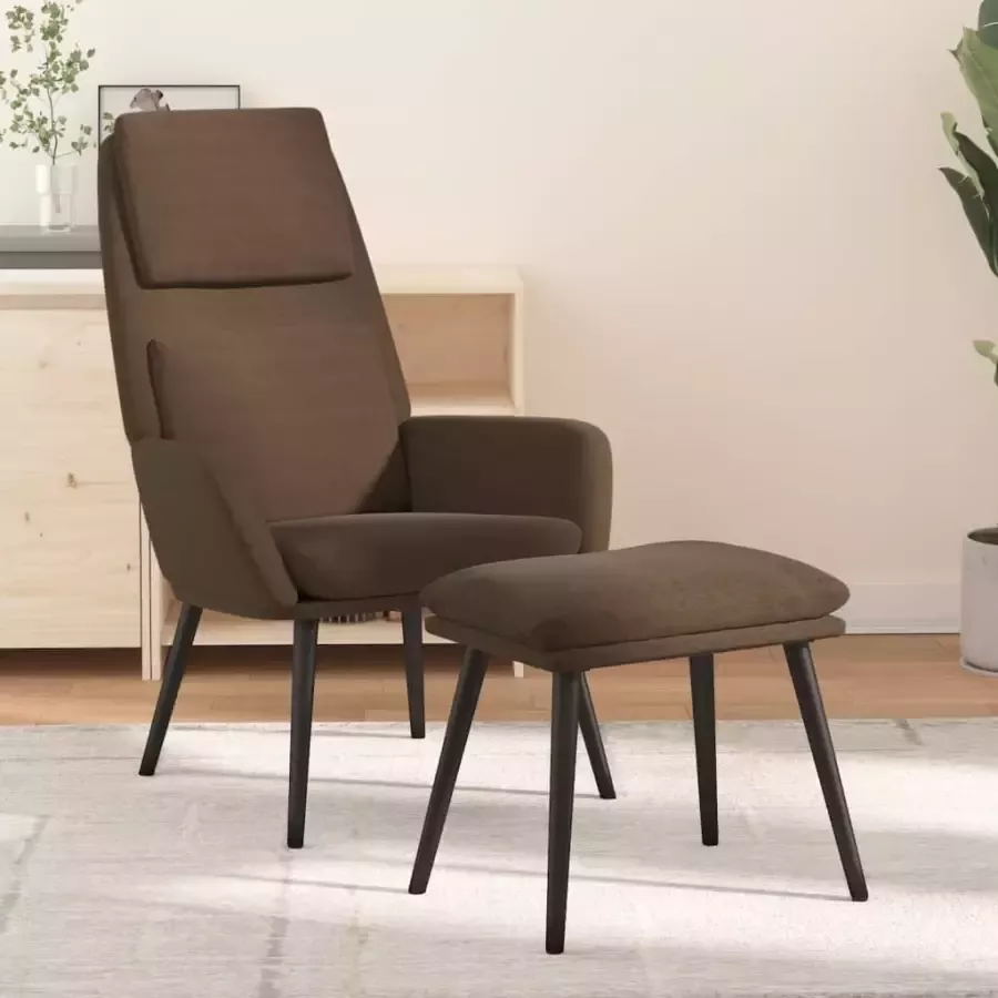 VIDAXL Relaxstoel met voetenbank stof bruin - Foto 2