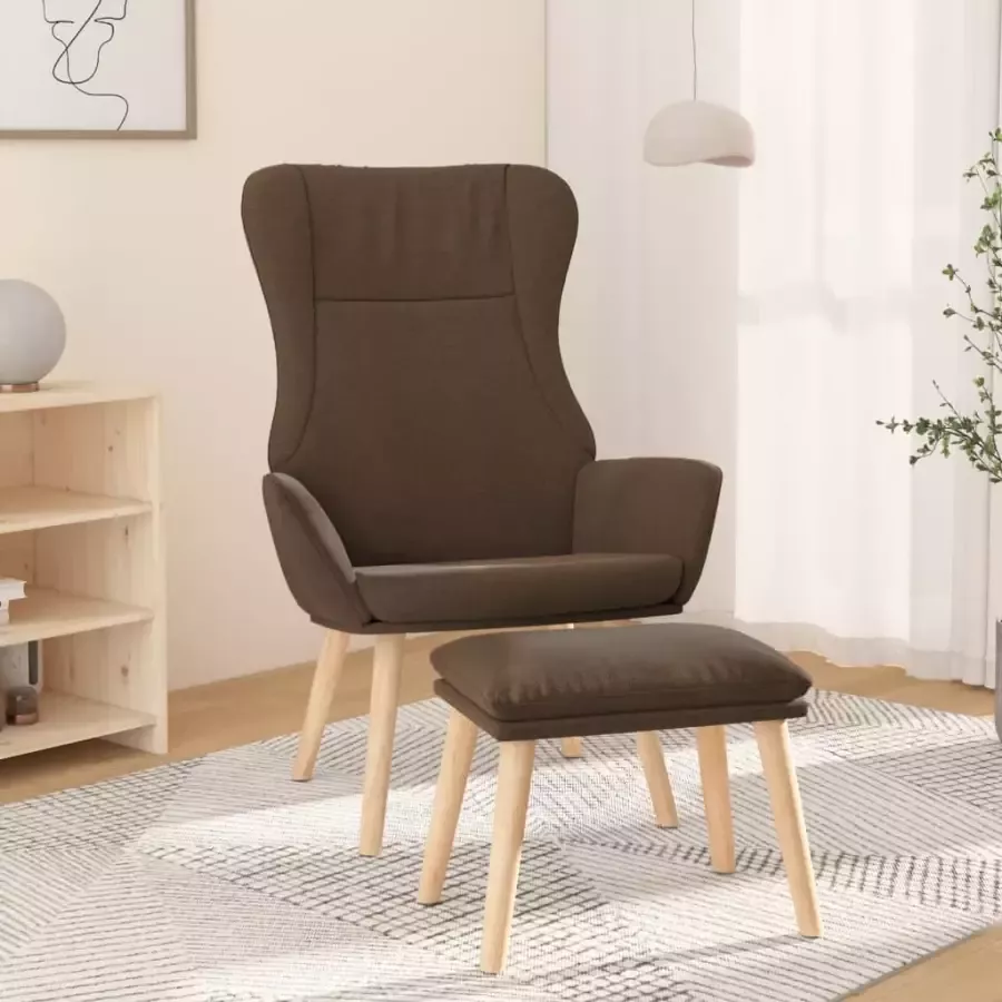 VidaXL Relaxstoel met voetenbank stof bruin - Foto 2