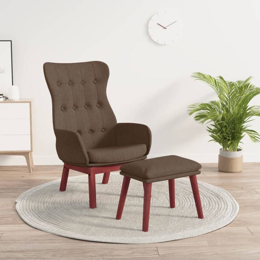 VidaXL Relaxstoel met voetenbank stof bruin - Foto 2