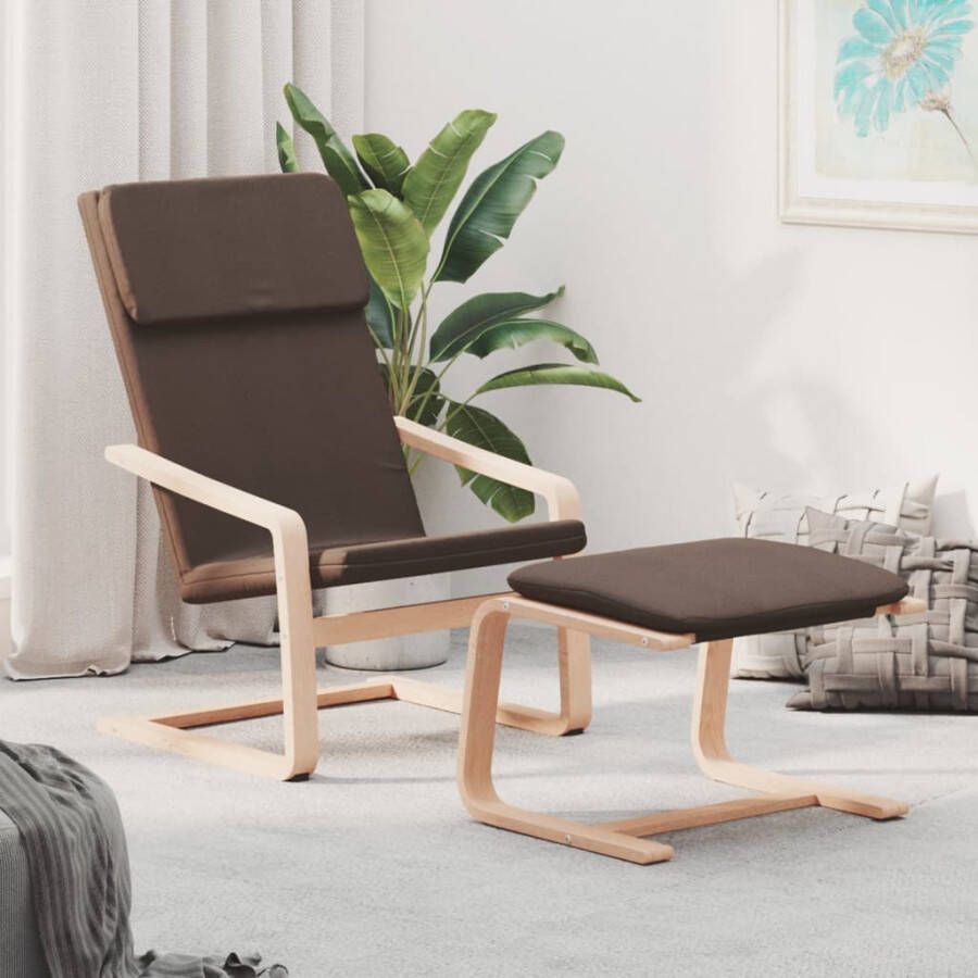 VIDAXL Relaxstoel met voetenbank stof donkerbruin - Foto 3