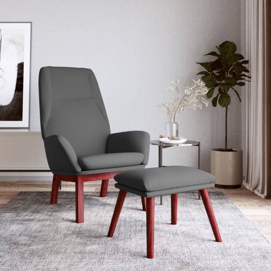 VIDAXL Relaxstoel met voetenbank stof donkergrijs - Foto 1