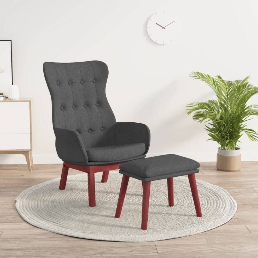 VidaXL Relaxstoel met voetenbank stof donkergrijs - Foto 2