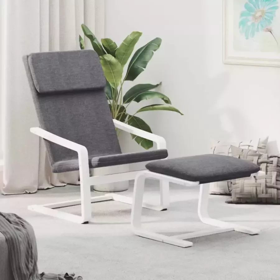 VIDAXL Relaxstoel met voetenbank stof donkergrijs - Foto 3
