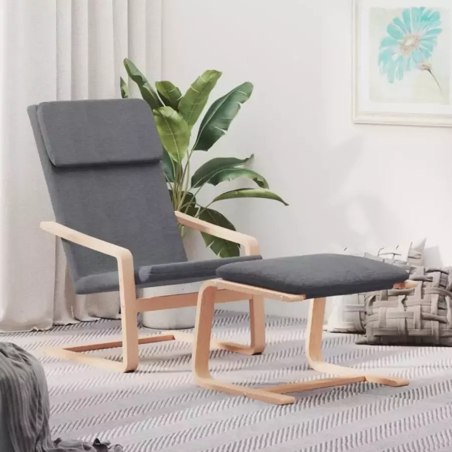 VIDAXL Relaxstoel met voetenbank stof donkergrijs - Foto 2