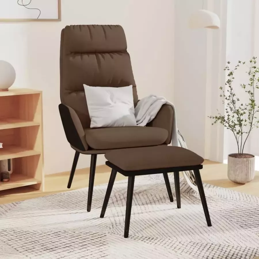 VIDAXL Relaxstoel met voetenbank stof en kunstleer bruin - Foto 1