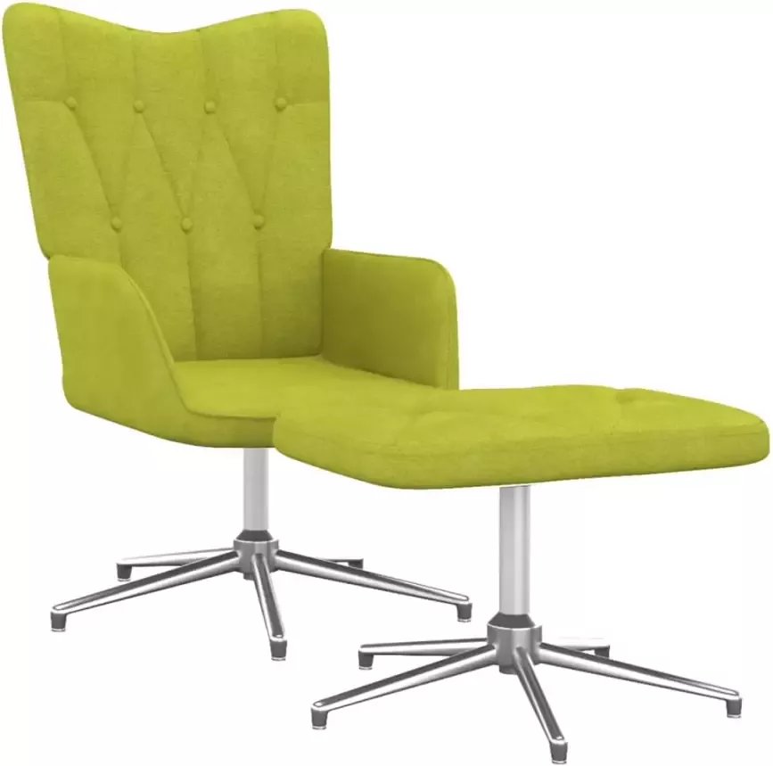 VIDAXL Relaxstoel met voetenbank stof groen