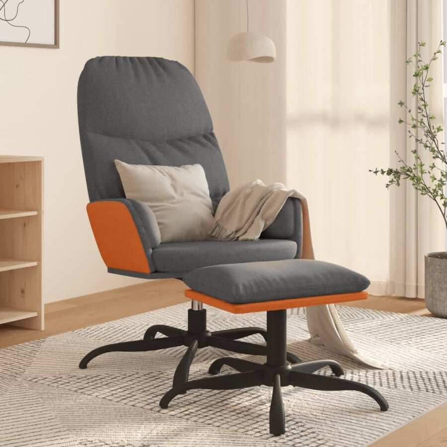 VIDAXL Relaxstoel met voetenbank stof lichtgrijs - Foto 1