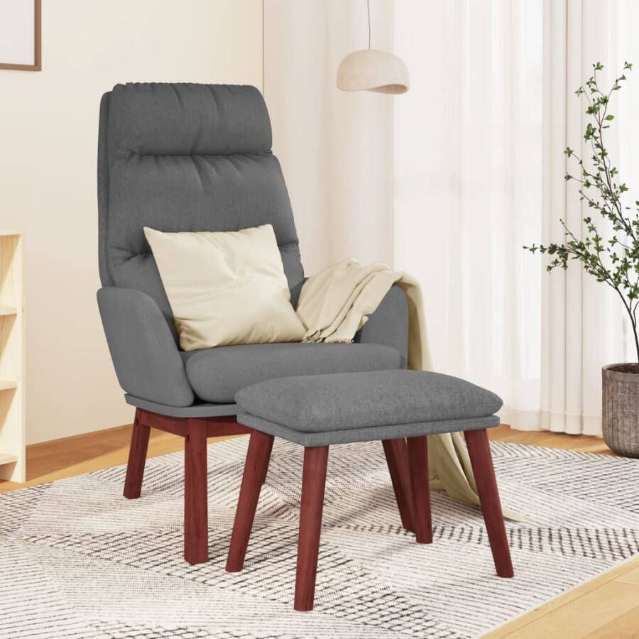 VidaXL Relaxstoel met voetenbank stof lichtgrijs - Foto 1