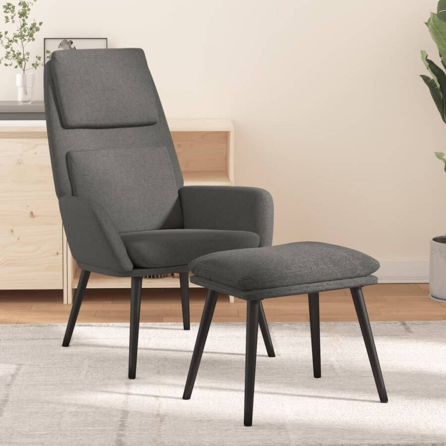 VIDAXL Relaxstoel met voetenbank stof lichtgrijs - Foto 1