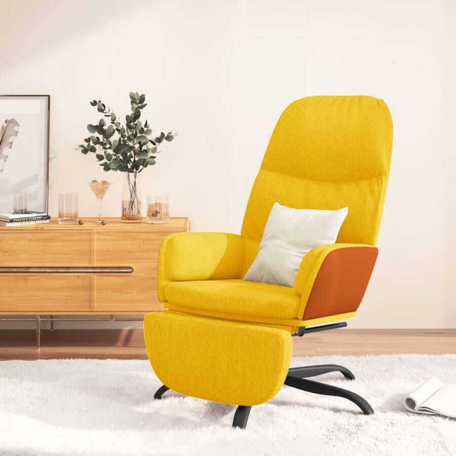 VidaXL Relaxstoel met voetenbank stof mosterdgeel - Foto 1