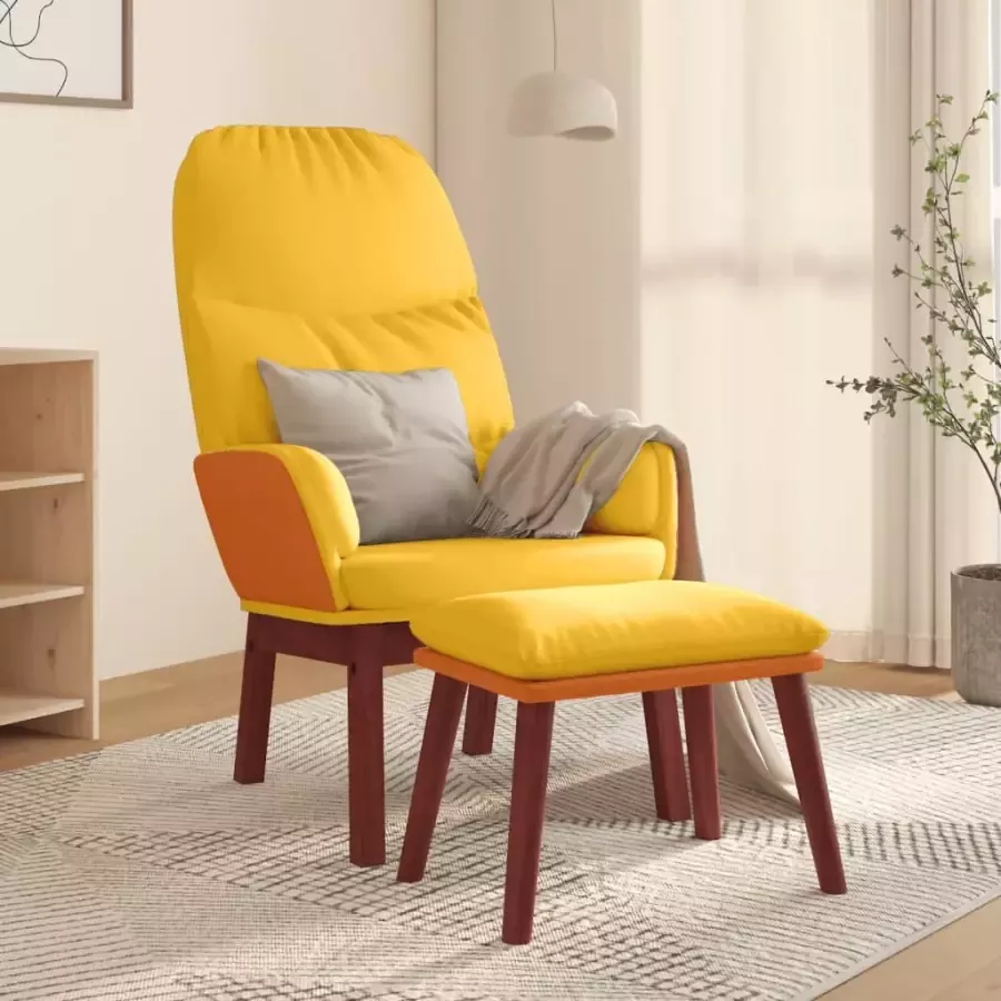 VidaXL Relaxstoel met voetenbank stof mosterdgeel