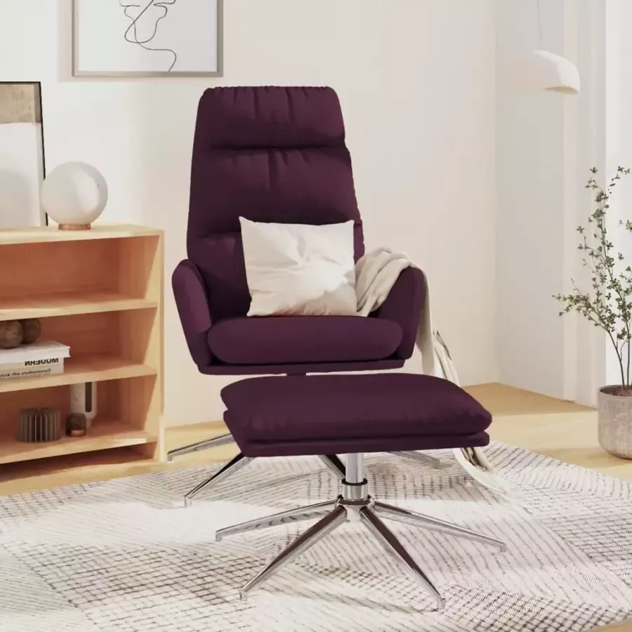 VidaXL Relaxstoel met voetenbank stof paars - Foto 1