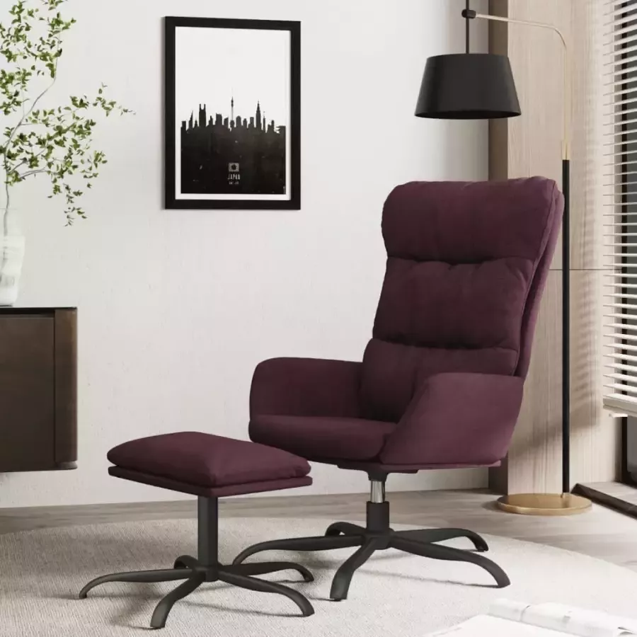 VIDAXL Relaxstoel met voetenbank stof paars - Foto 1