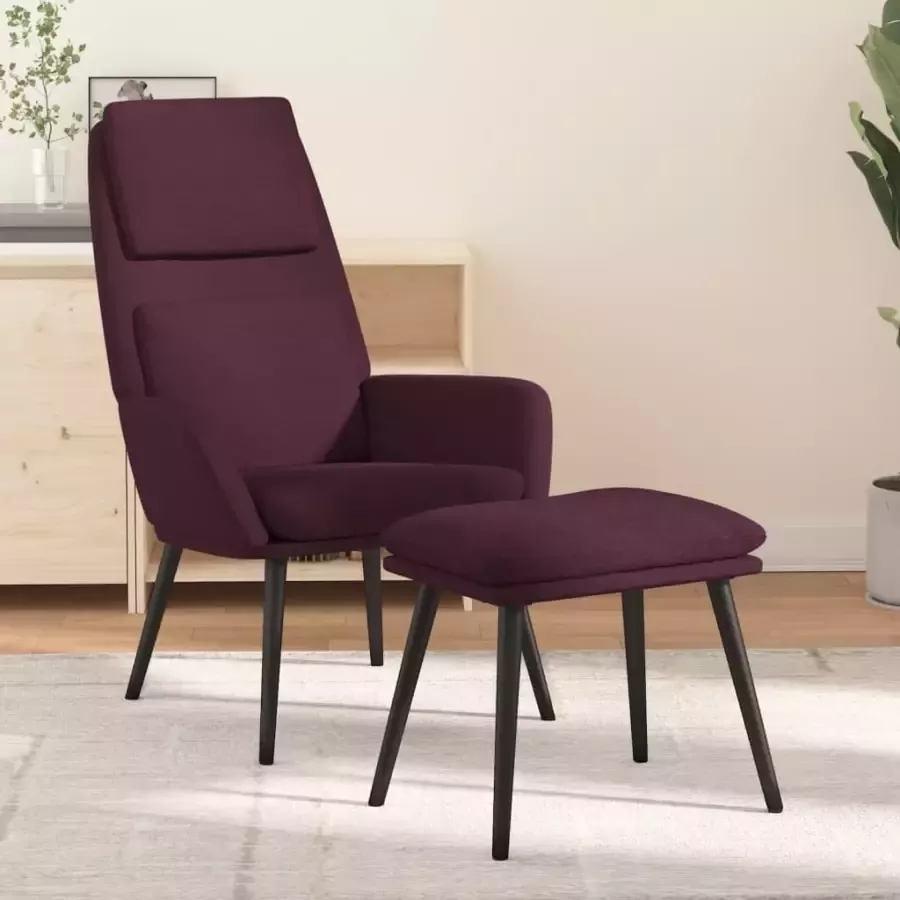 VIDAXL Relaxstoel met voetenbank stof paars - Foto 3