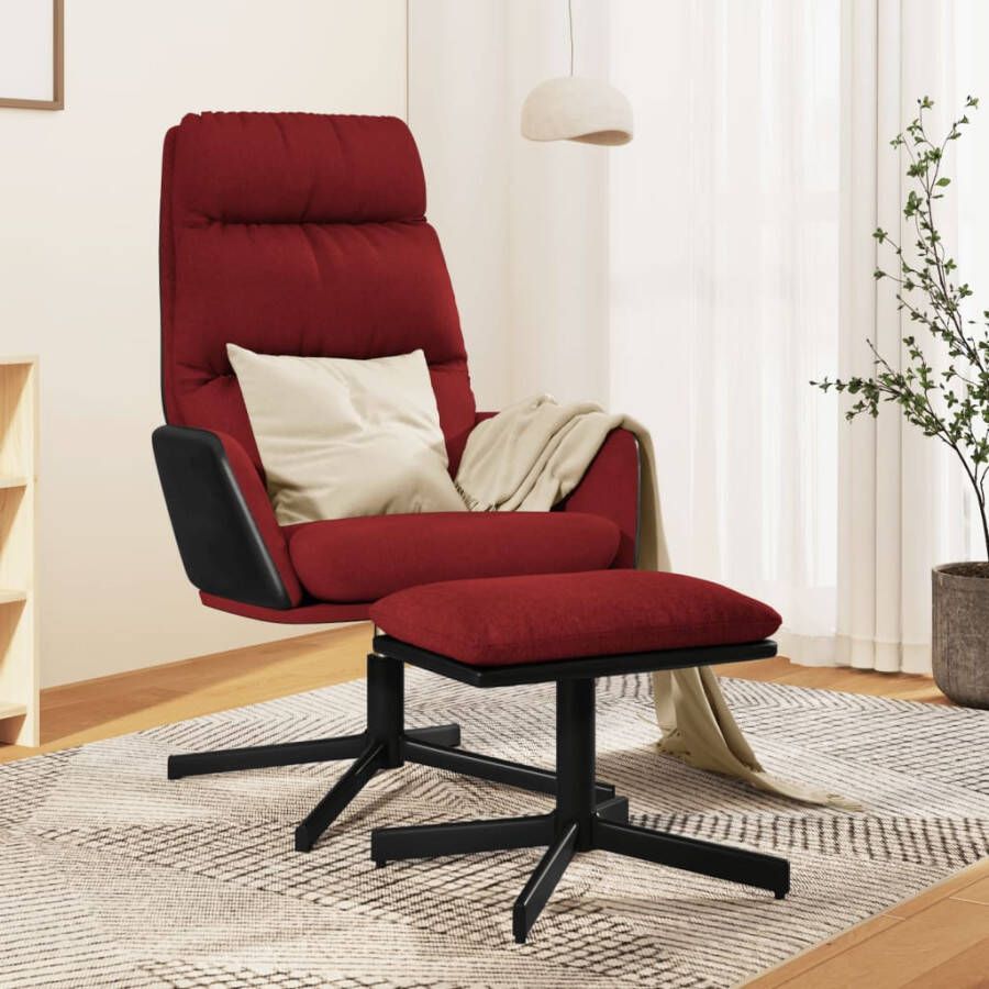 VIDAXL Relaxstoel met voetenbank stof wijnrood - Foto 1