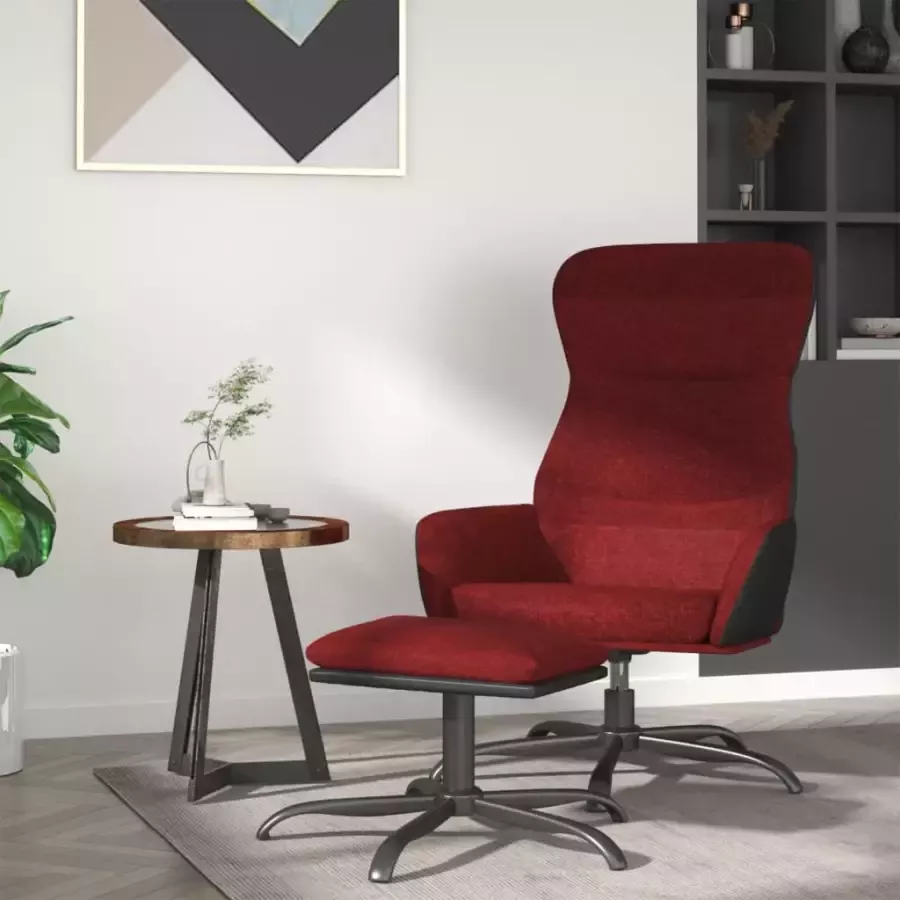 VIDAXL Relaxstoel met voetenbank stof wijnrood - Foto 1