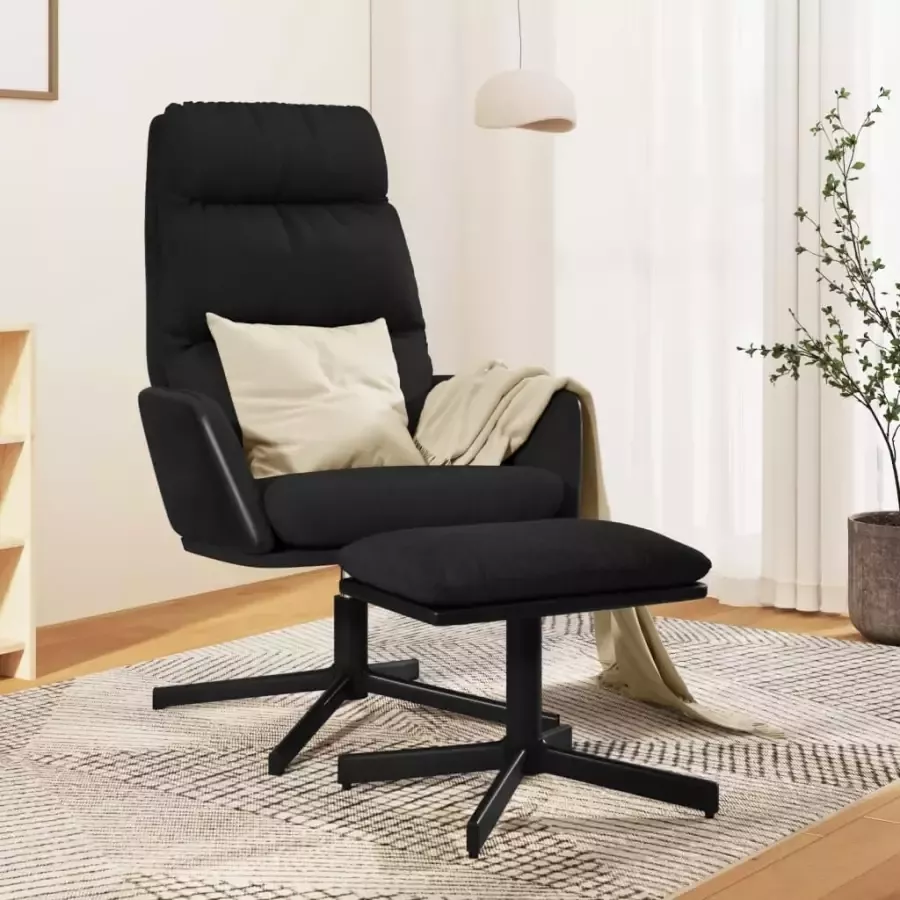 VIDAXL Relaxstoel met voetenbank stof zwart - Foto 1
