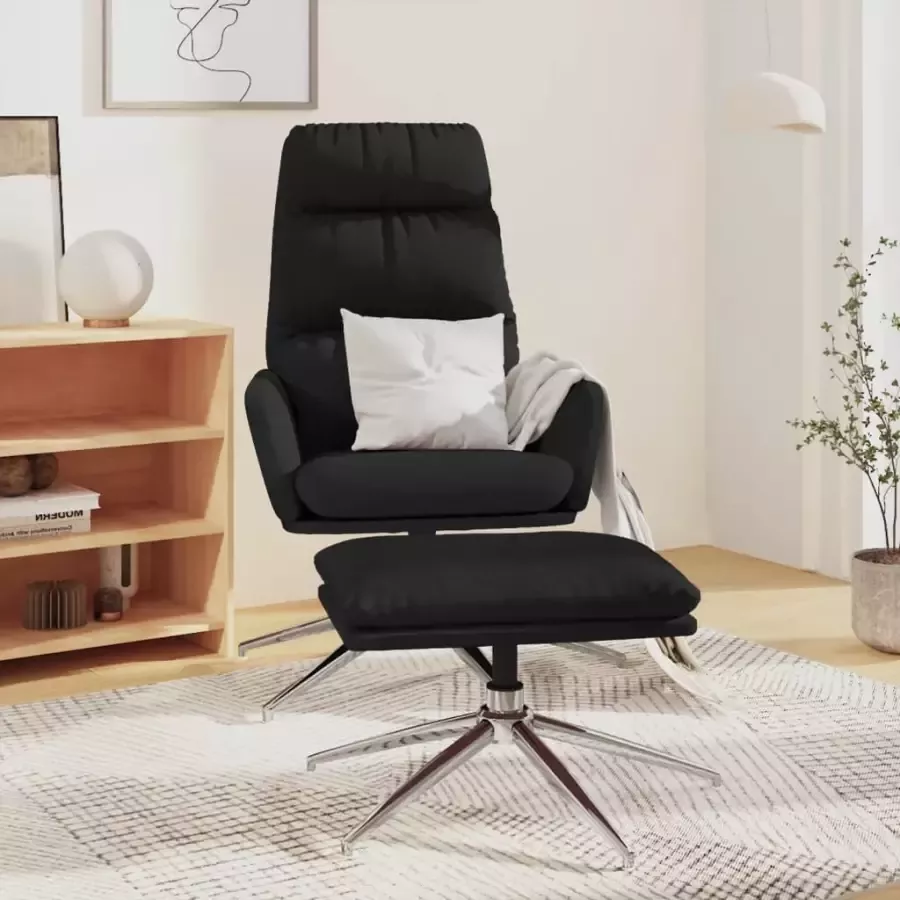 VidaXL Relaxstoel met voetenbank stof zwart - Foto 1