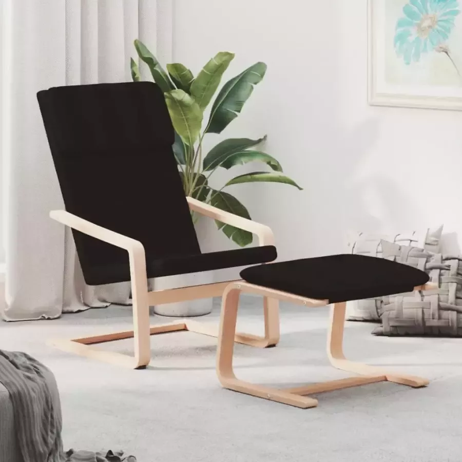 VidaXL Relaxstoel met voetenbank stof zwart - Foto 3