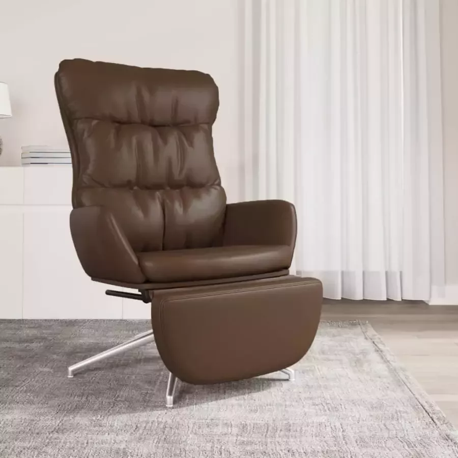 VIDAXL Relaxstoel met voetensteun echt leer en kunstleer bruin - Foto 1