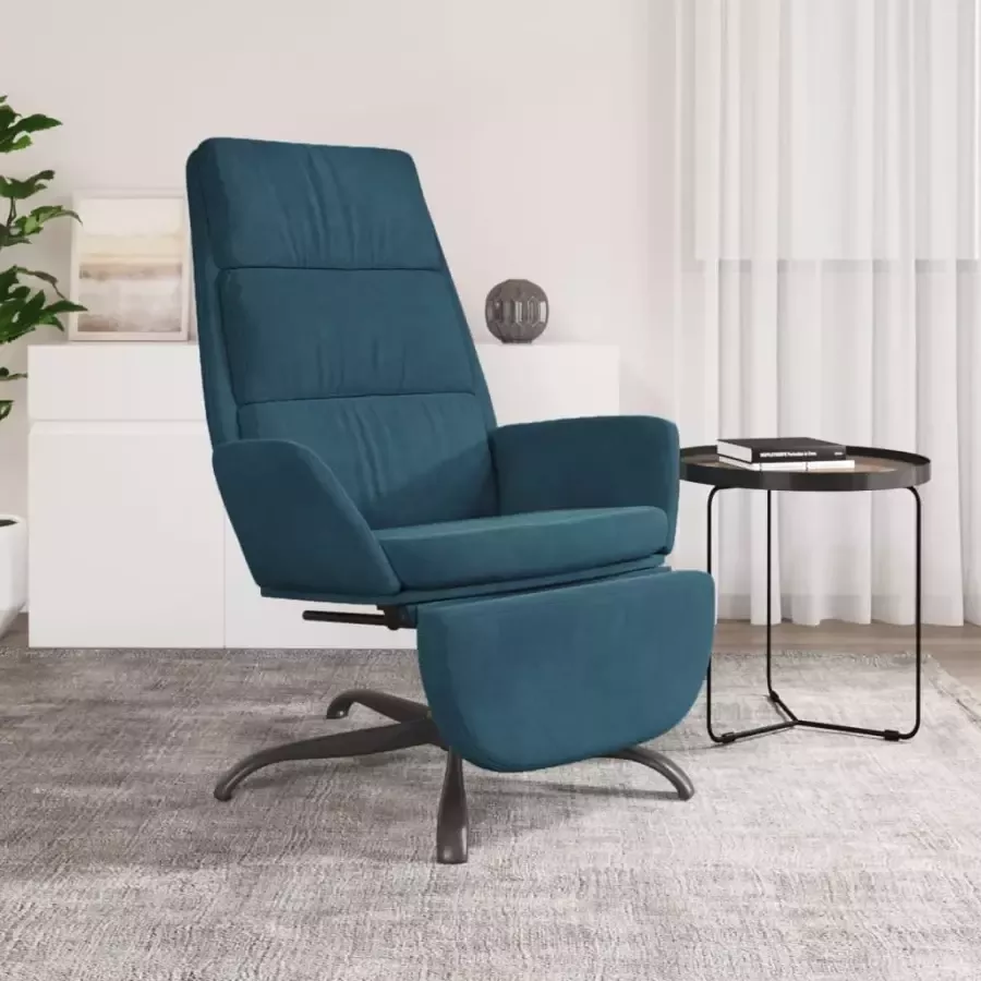 VIDAXL Relaxstoel met voetensteun fluweel blauw - Foto 1