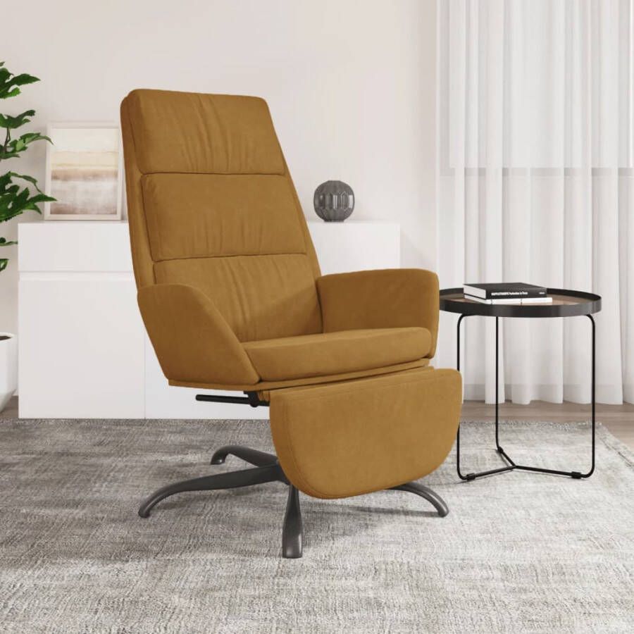 VIDAXL Relaxstoel met voetensteun fluweel bruin - Foto 1