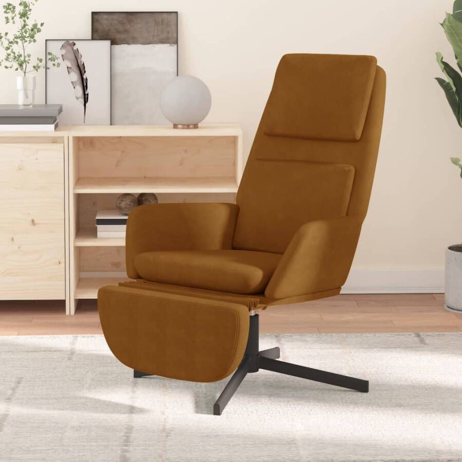 VidaXL Relaxstoel met voetensteun fluweel bruin - Foto 1