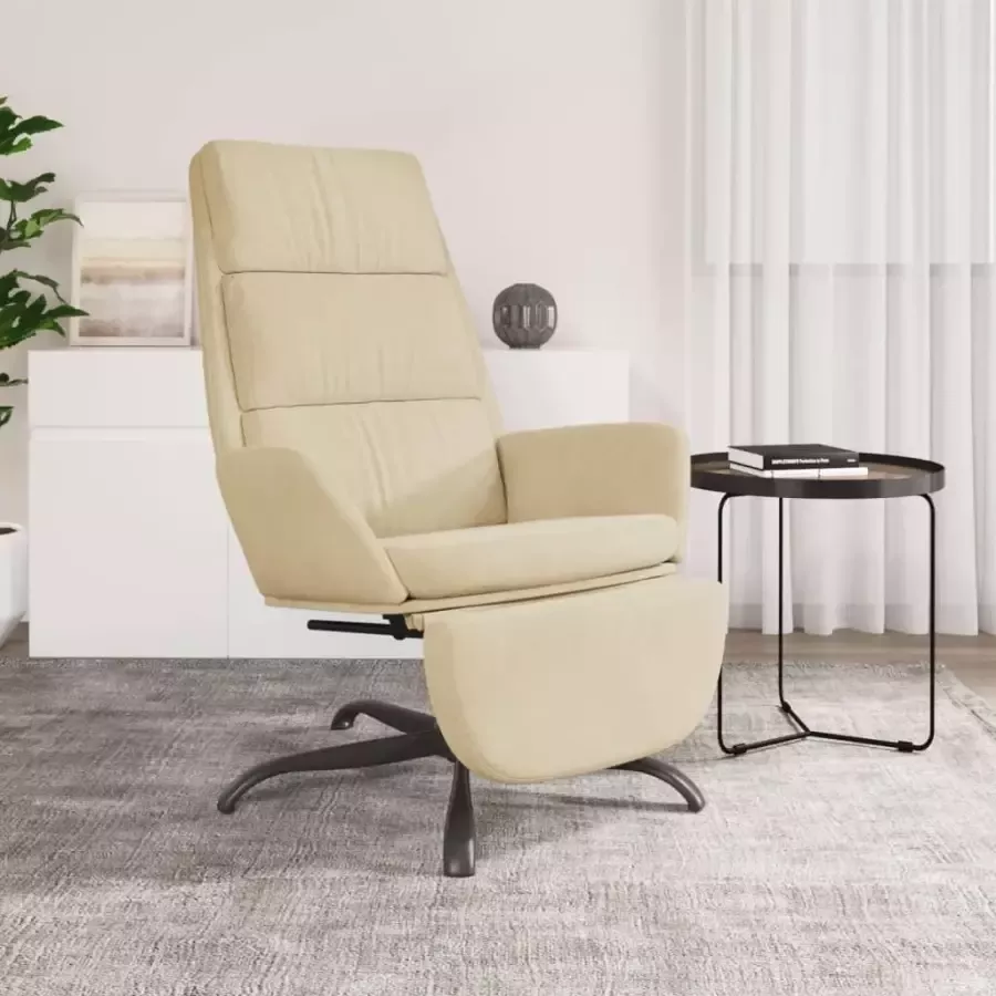 VIDAXL Relaxstoel met voetensteun fluweel crèmekleurig - Foto 1