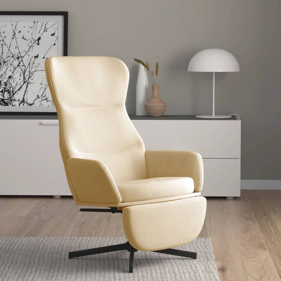 VidaXL Relaxstoel met voetensteun fluweel crèmewit