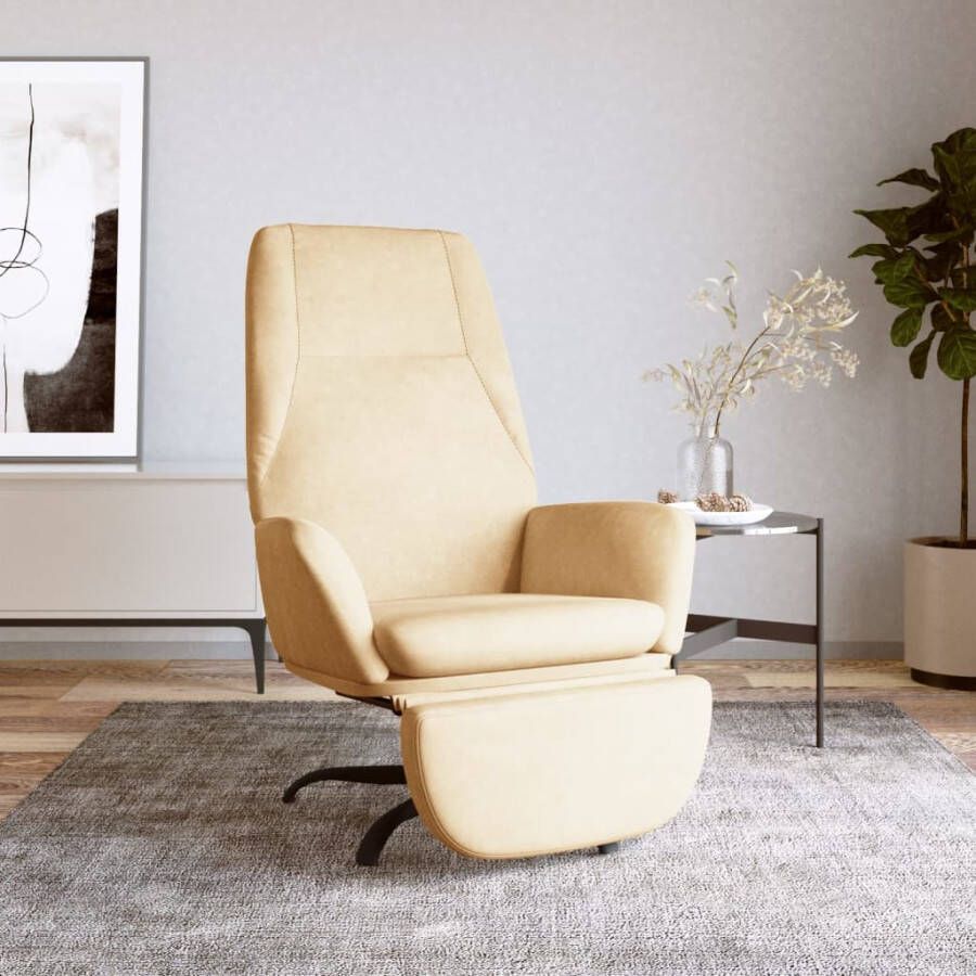 VIDAXL Relaxstoel met voetensteun fluweel crèmewit
