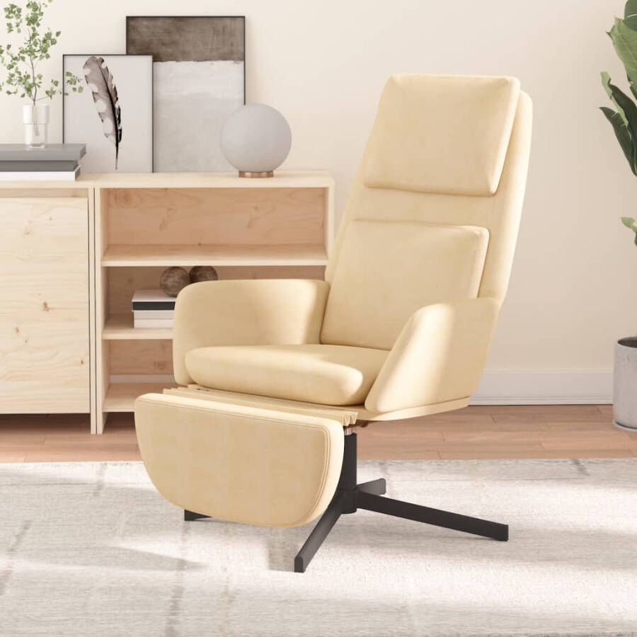 VIDAXL Relaxstoel met voetensteun fluweel crèmewit - Foto 1