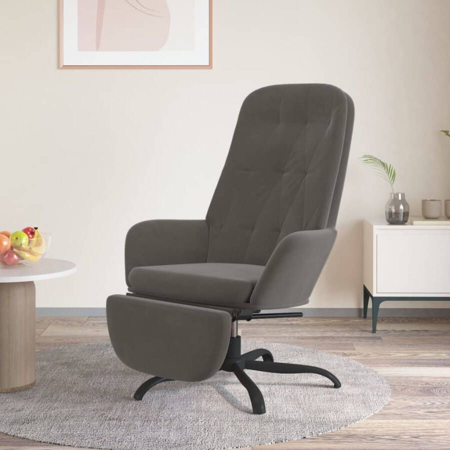 VIDAXL Relaxstoel met voetensteun fluweel donkergrijs - Foto 1