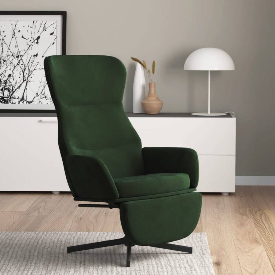 VidaXL Relaxstoel met voetensteun fluweel donkergroen - Foto 1