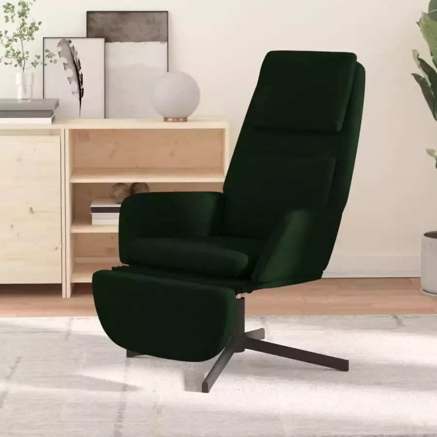 VIDAXL Relaxstoel met voetensteun fluweel donkergroen - Foto 1