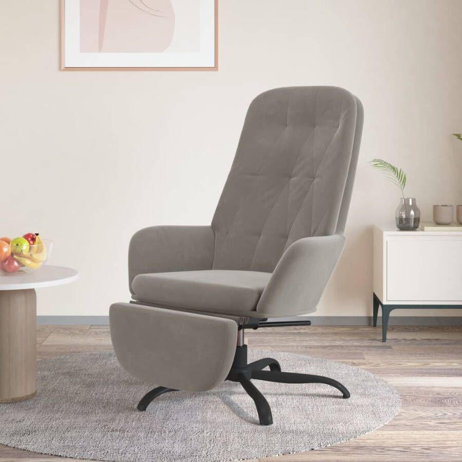 VIDAXL Relaxstoel met voetensteun fluweel lichtgrijs